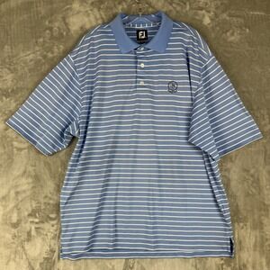 Mens FJ FootJoy Blue White Stripe Golf‎ Polo Shirt Bob O Link XL